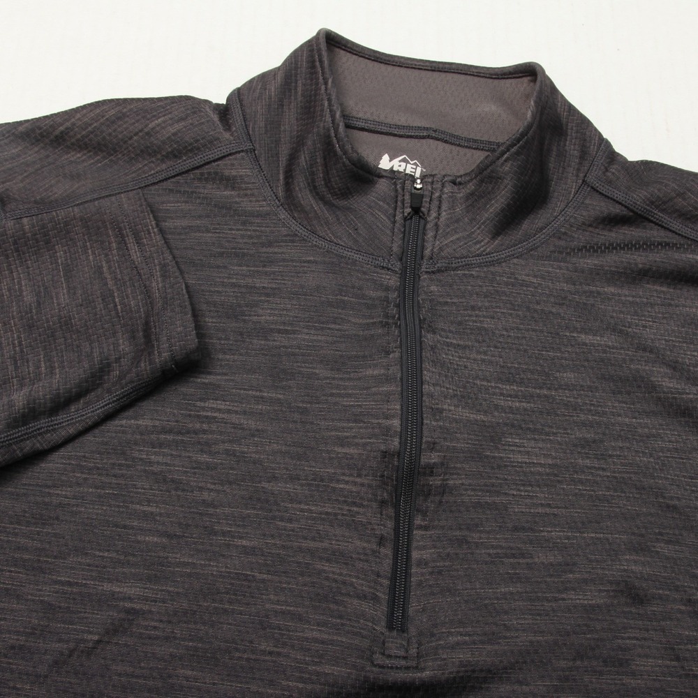 REI Co-op Shirt Mens Medium 1/4 Zip Gray Heather Long Sleeve Pullover Activewear